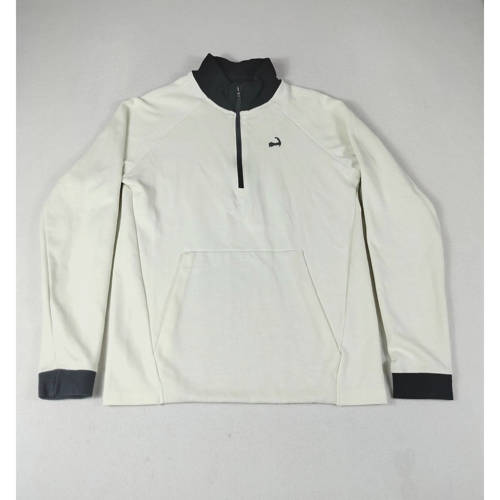 Cuffys Cape Cod 1/4 Zip Sweatshirt Men's Medium White‎ Cabincore Warm Winter